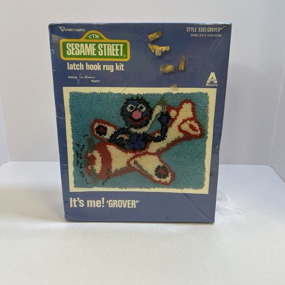 Sesame Street latch hook rug kit 1979 " It me! Grover" style 9303 Grover Muppets - Picture 1 of 6
